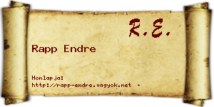 Rapp Endre névjegykártya